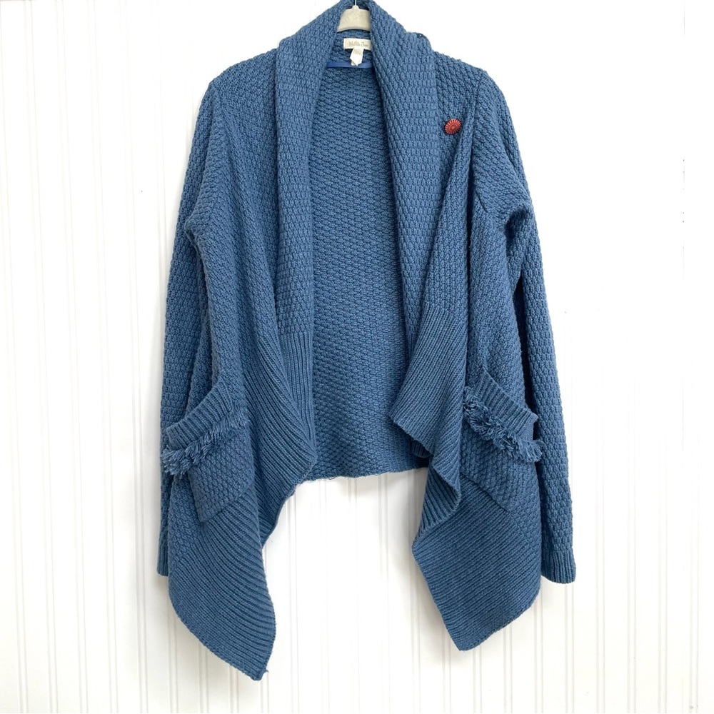 Matilda Jane Womens Open Cardigan Knit Heavy Weight w/ Fringe Pockets Size Large